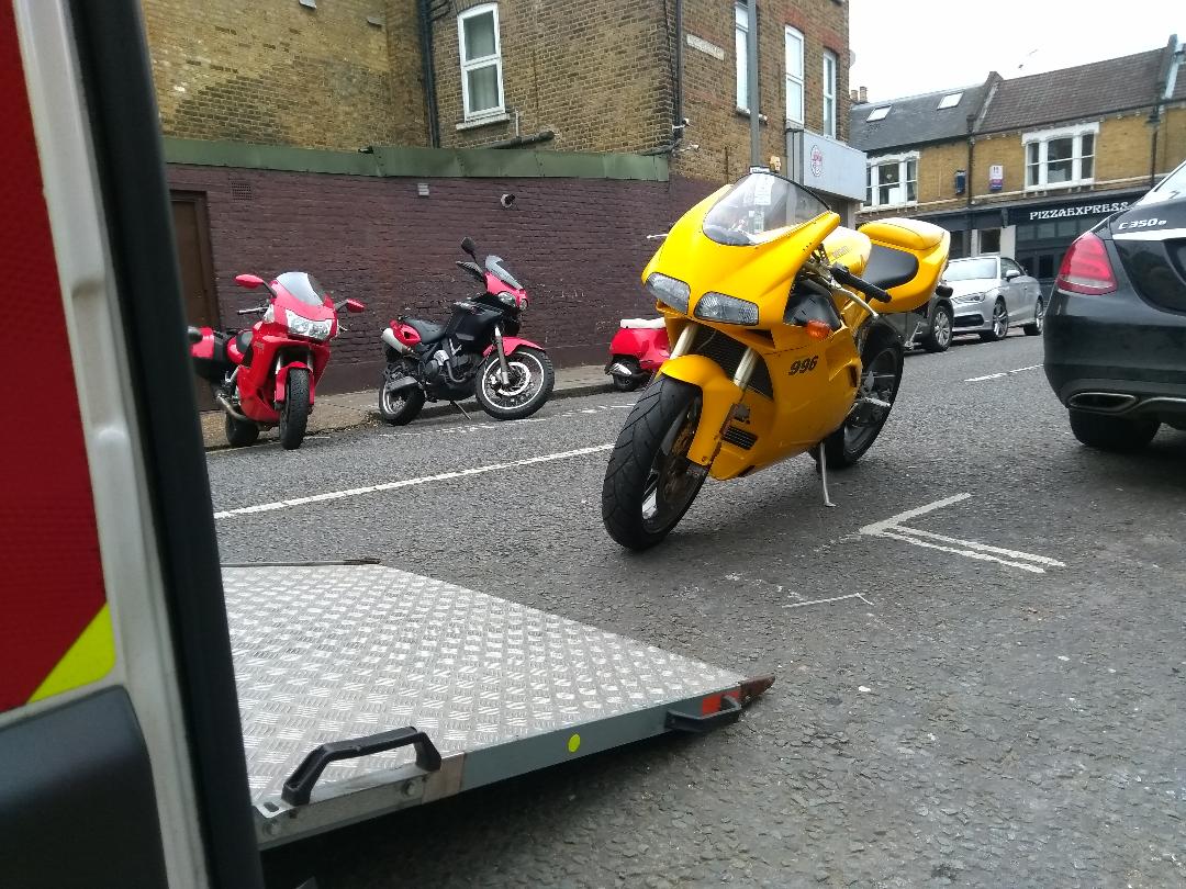 Yellow Ducati  | LBT Motorcycle Recovery | London 020 7228 0800
