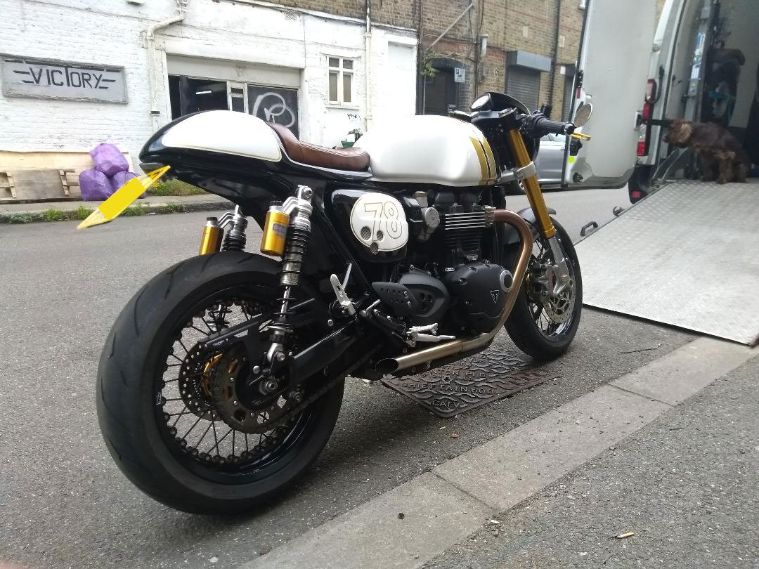 Norton bike from rear  | LBT Motorcycle Recovery | London 020 7228 0800