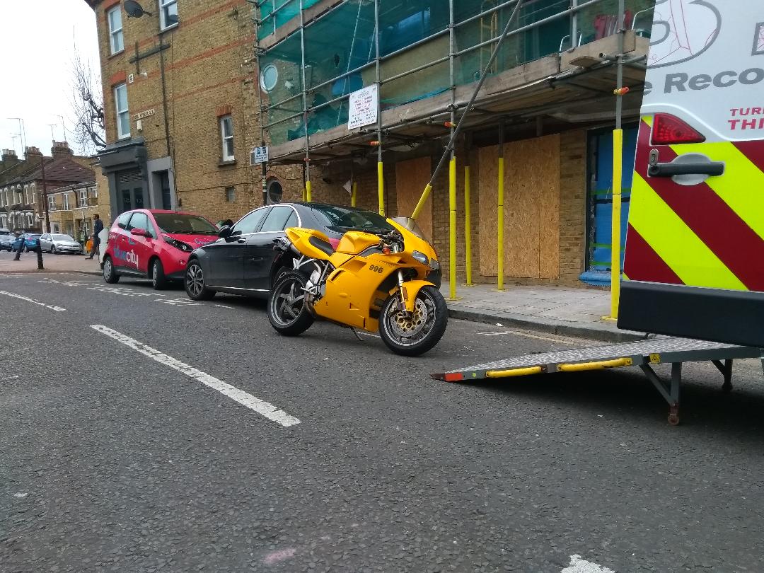 Yellow bike ready to load | LBT Motorcycle Recovery