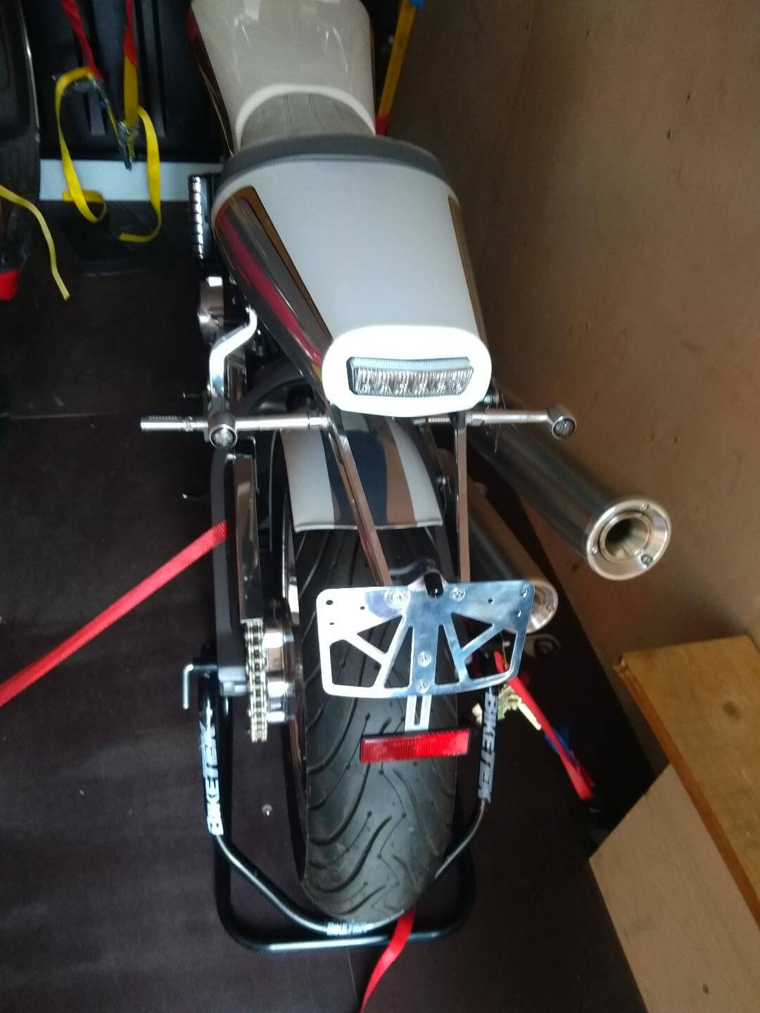 Rea exhaust of customers bike | LBT Motorcycle Recovery