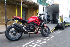 Red super bike being loaded | LBT Motorcycle Recovery