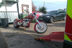 Custom red roadster | LBT Motorcycle Recovery