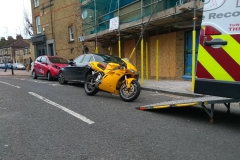Yellow bike ready to load | LBT Motorcycle Recovery